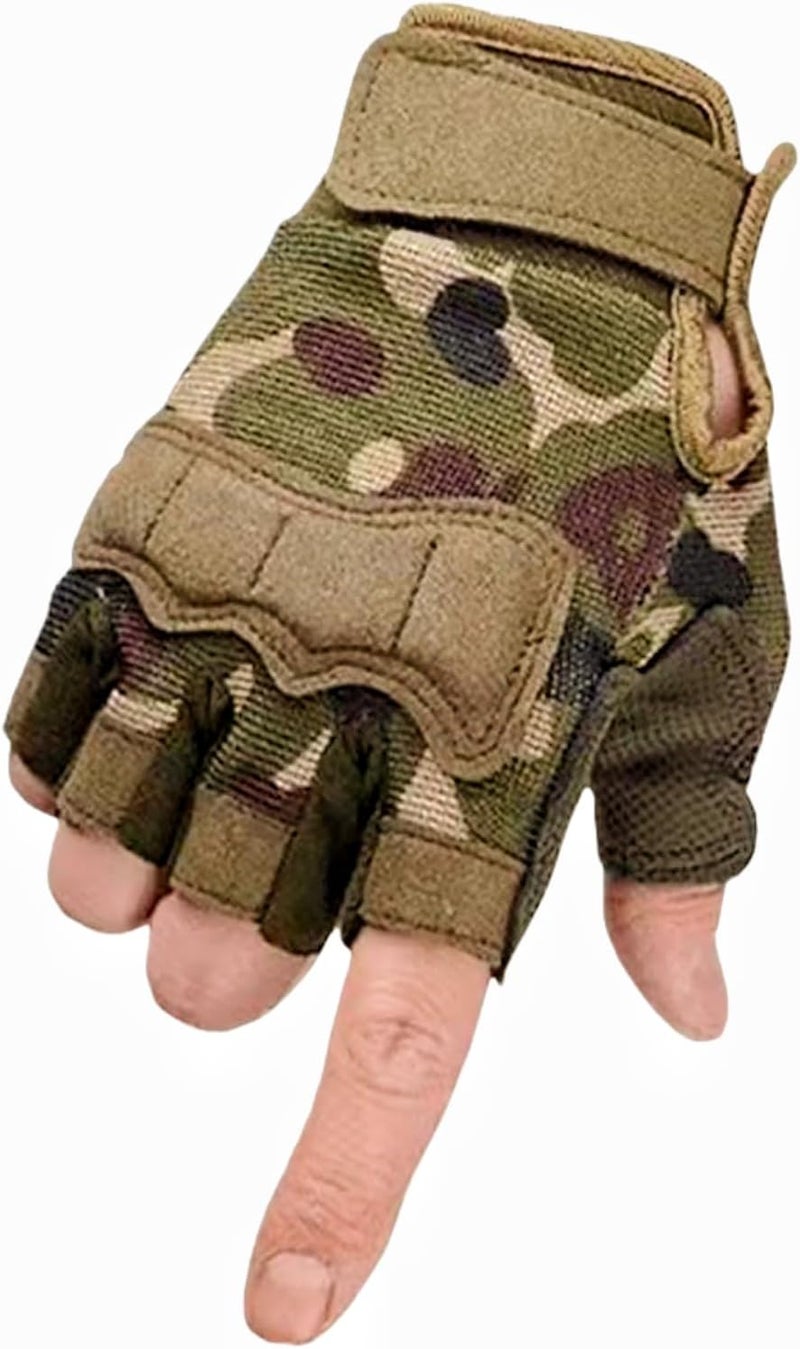 GREUS Kids Tactical Half Finger Riding Bike Gloves Anti-Slip Military Outdoor Training Cycling Camo Sports Gloves for Boys 8-10 - Image 4